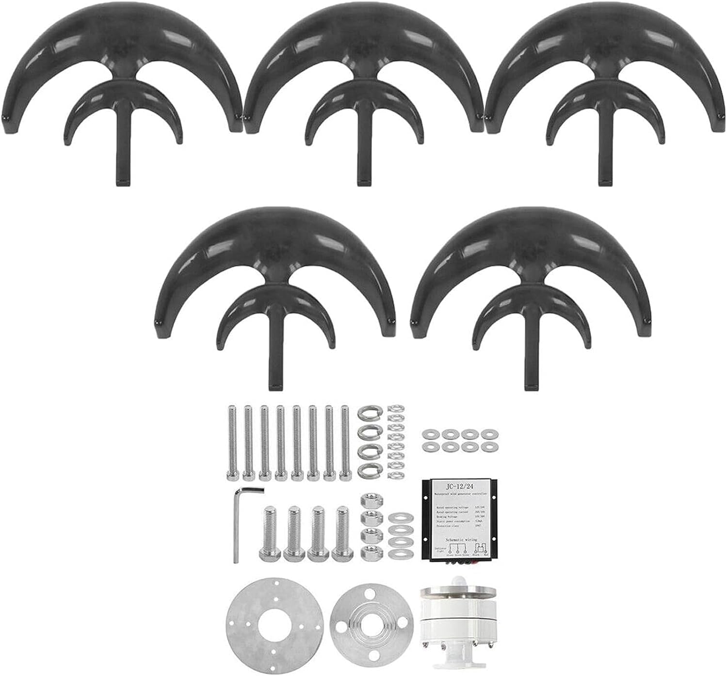 CAJUCA 8000W Wind Turbine Generator+MPPT Controller Lantern Vertical Low Wind Speed Starts Home Street Lights 5 Blades Wind Power Generator Kit