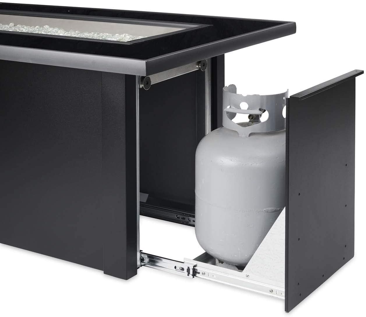 Outdoor GreatRoom Co. Propane Fire Pit Table - Monte Carlo Gas Fire Pits for Outside Patio - 60 Inch Rectangular Glass Top Firepit Fire Table with Matching Tabletop Cover, Metal Base, 80,000 BTU