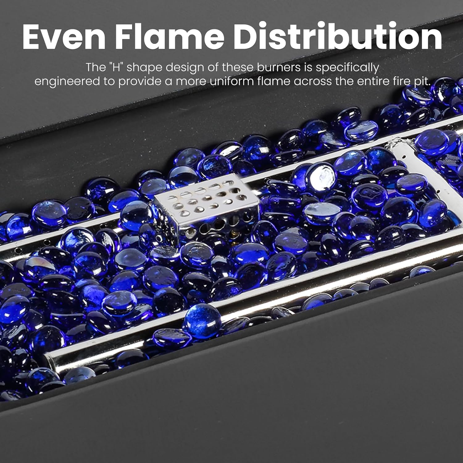 Rectangular Fire Pit Table, 44 inch Propane Gas Fire Pit with Glass Rocks, Wind Guard Glass Shield, Waterproof Cover for Outside Patio Backyard Deck Balcony