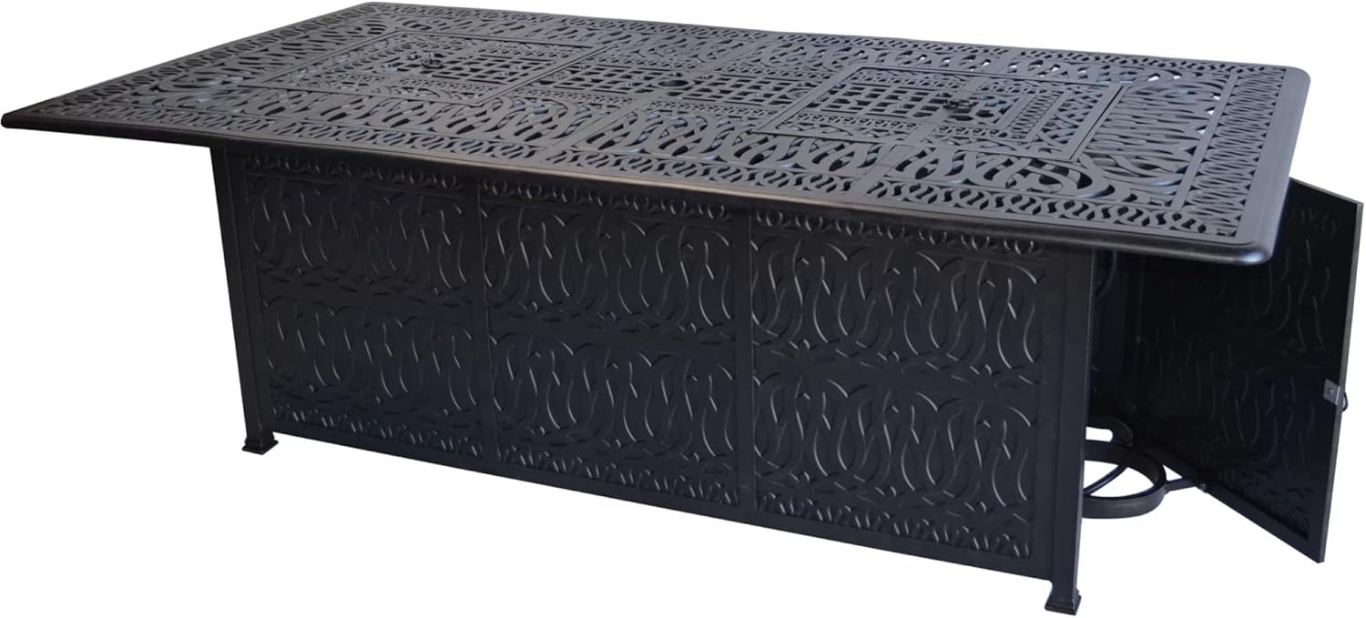 Elizabeth Outdoor Cast Aluminum Powder Coated Double Burner Dining Table - Antique Bronze