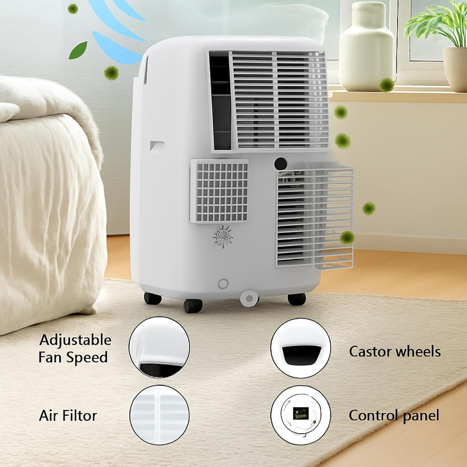 Portable Air Conditioner 10,000 BTU | 4-In-1 AC Unit with Remote Control | Energy-Saving or Sleep Mode | 24-Hour Timer for Effective Cooling in Bedrooms and Small Rooms