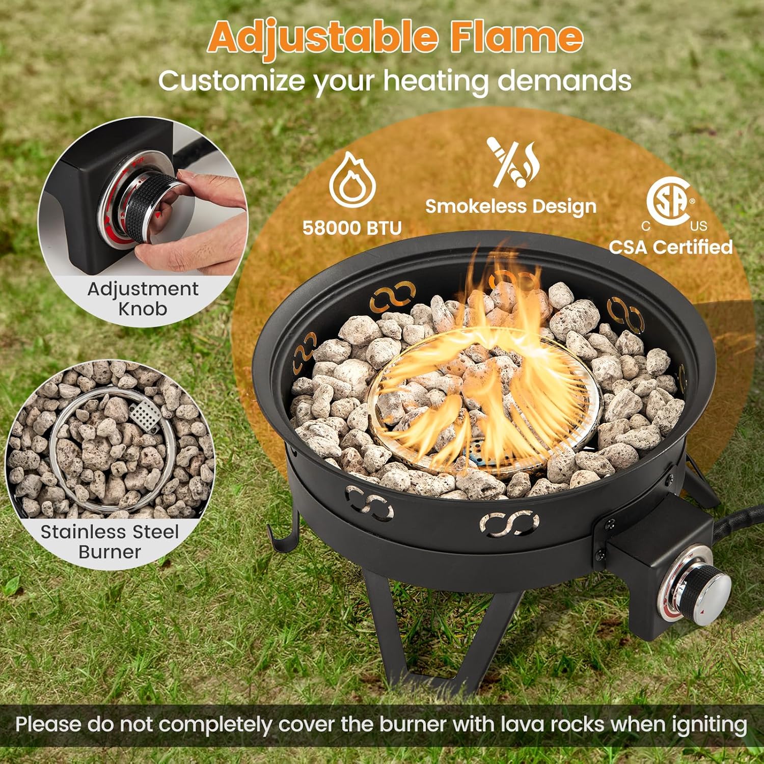 Giantex Portable Propane Fire Pit, 17