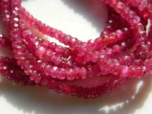ruby necklace, multi strand ruby beads, faceted rondelles, glass filled ruby, 3 strands, 3mm to 5.5mm beads, 17 inch to 18.5 inches