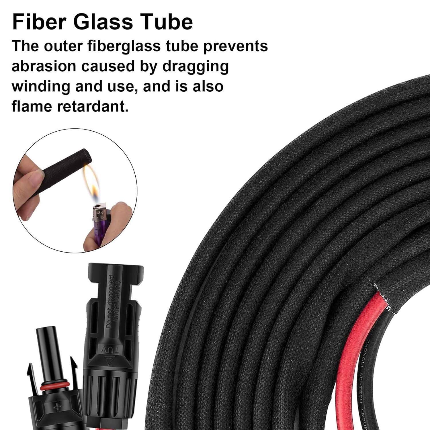 50FT 10AWG Solar Panel Extension Cable with Female and Male Connectors, Solar Cable for Solar Panels, Charge Controllers and Solar Generator (10AWG, 50FT)