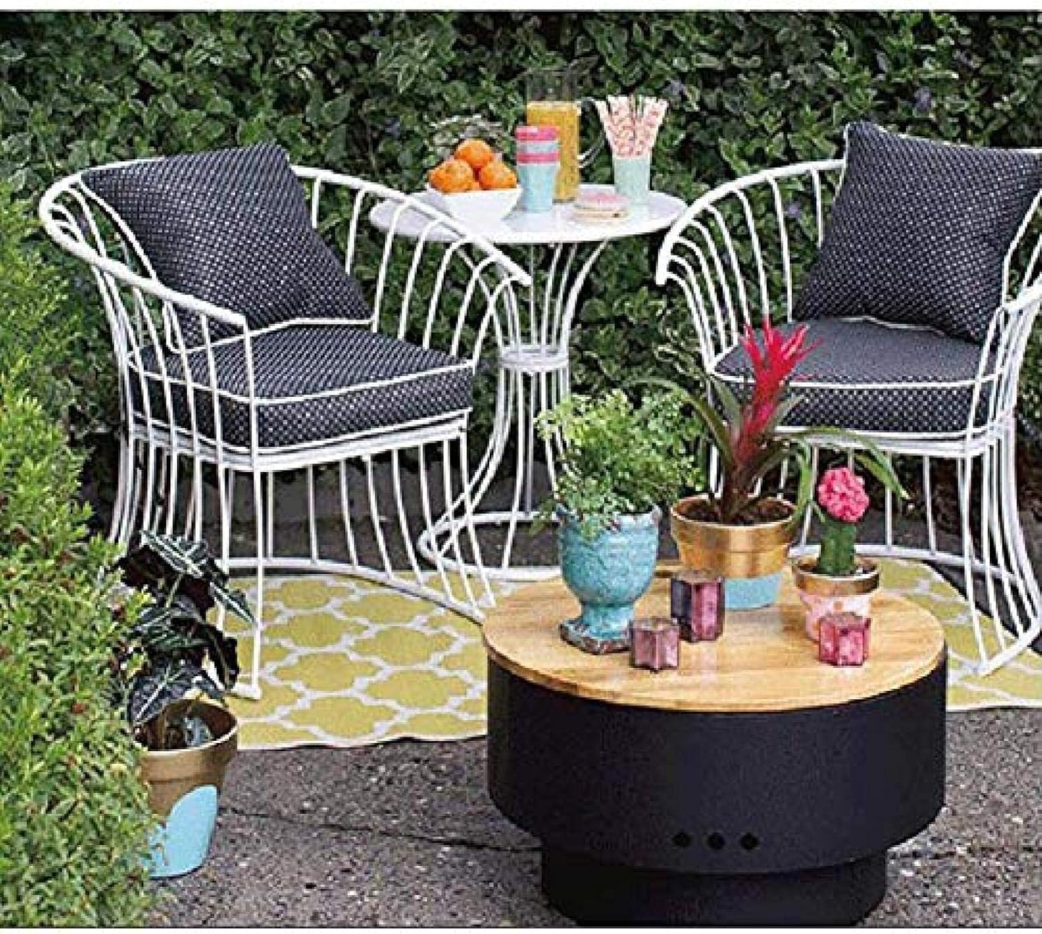 Fire Pit BBQ Grill Fire Bowl Heating Stove Round Table Barbecue Stove Garden Barbecue Rack Outdoor Bonfire Stove Courtyard