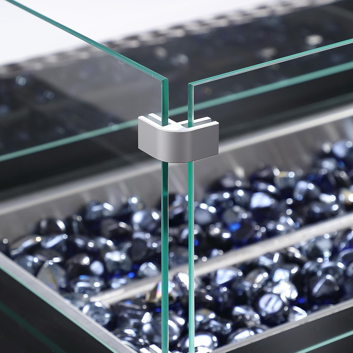 44 in. x 32 in. Rectangular Outdoor Brown Wicker Aluminum Propane Fire Pit Table in Tempered Glass w/Fire Glass, Add Warmth and Ambience to Gatherings and Parties On Patio Deck Garden