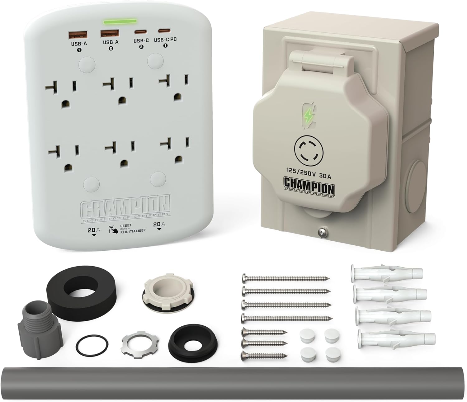 Champion Power Equipment 30-Amp Through Wall Generator Kit with Weather-Resistant Power Inlet Box