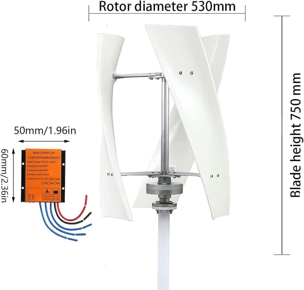 8000 W Wind Power Generator, DC 12V 24V Wind Turbine Generator Kit with MPPT Controller,3 Blades Wind Generator