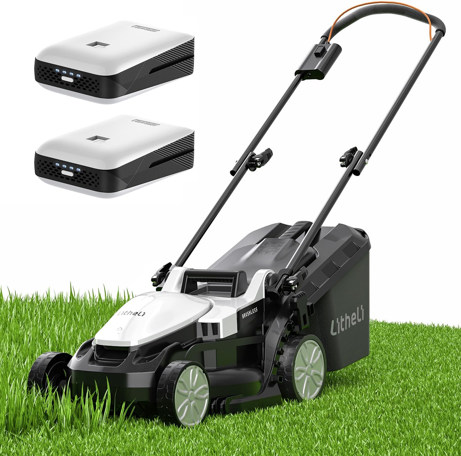 Litheli Cordless Lawn Mower 13 Inch, 5 Heights Adjustment, U20 Series 20V Electric Lawn Mowers for Garden, Yard and Farm, Light-Weight with Brushless Motor, 2 x 4.0Ah Portable Battery Included