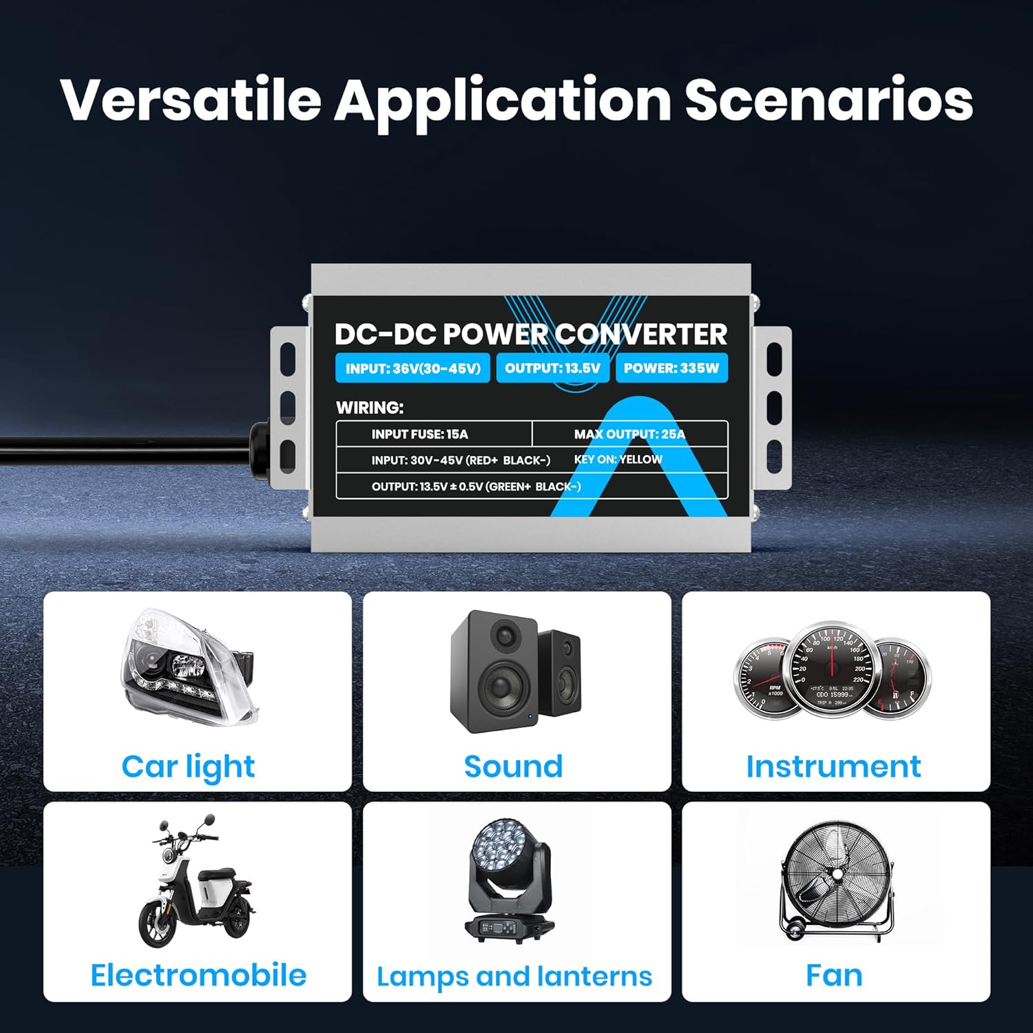 DC to DC Converter 36V 30V-45V to 12V Buck Converter, 25A/335W Voltage Reducer Step Down Converter Transformer for Electric Golf Carts RVs Forklifts Car