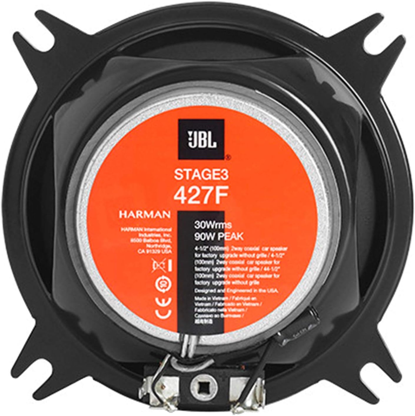 JBL Stage 3427F - 4” Two-way car audio speaker, No Grill, Black