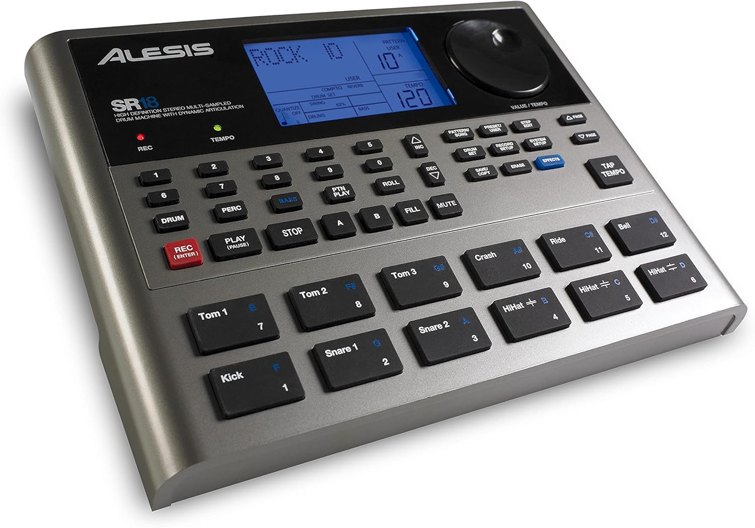 Alesis SR-18 Studio Drum Machine With 500 Sounds & Alesis ASP-1 MKII Sustain Pedal