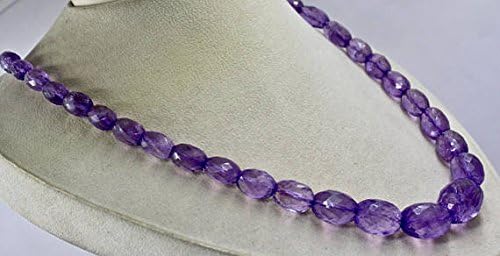 25MM TO 8.5MM 1 Line Natural Purple AMETHYST FACETED Oval BEADS Necklace 24 INCHES