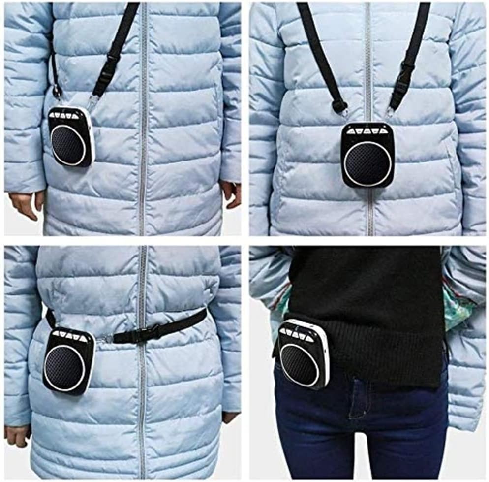 Voice Amplifier, Portable Mini Voice Amplifier with Wired Microphone Headset and Waistband, Supports MP3 Format Audio for Teachers, Singing, Coaches, Training, Presentation, Tour Guide (Black)