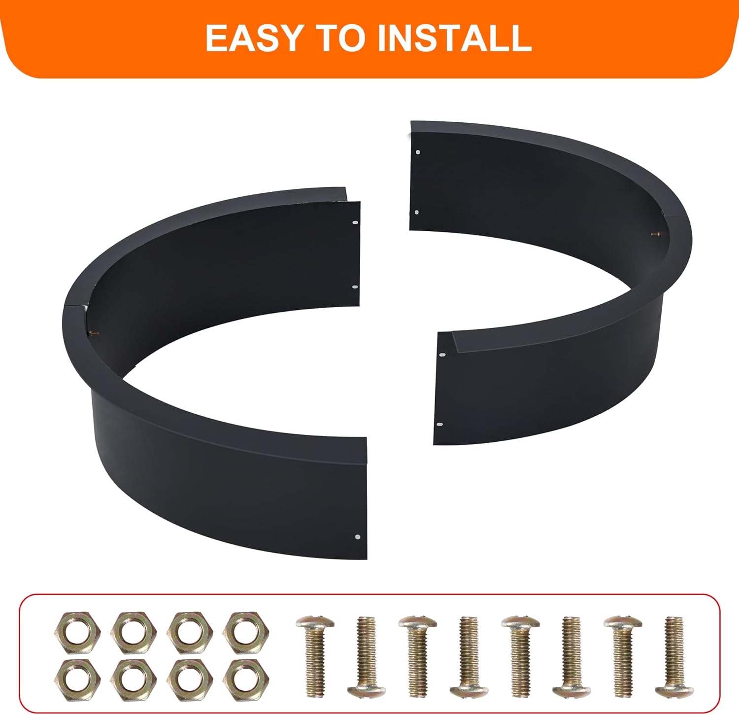 Fire Pit Ring, 45-Inch Outer/39-Inch Inner Diameter, Heavy Duty Metal Steel Round Firepit Rim Insert for DIY Fire Pits, Outdoor Above or In-Ground, Camping Garden Patio Backyard