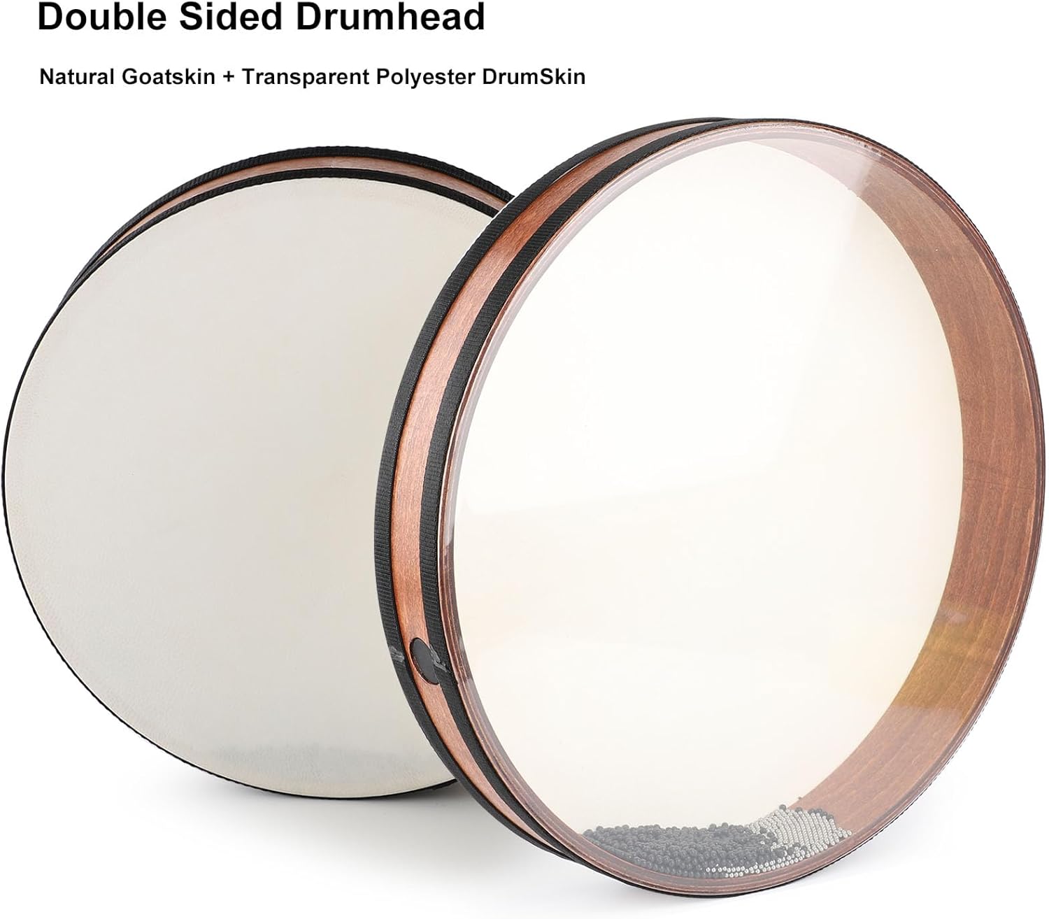 Ocean Drum 16 inch Large Size Sea Wave Drum with Goatskin Drumhead,Steel&Plastic Wave Bead,Bag, Sound Healing Instrument for Yoga Meditation Relaxation