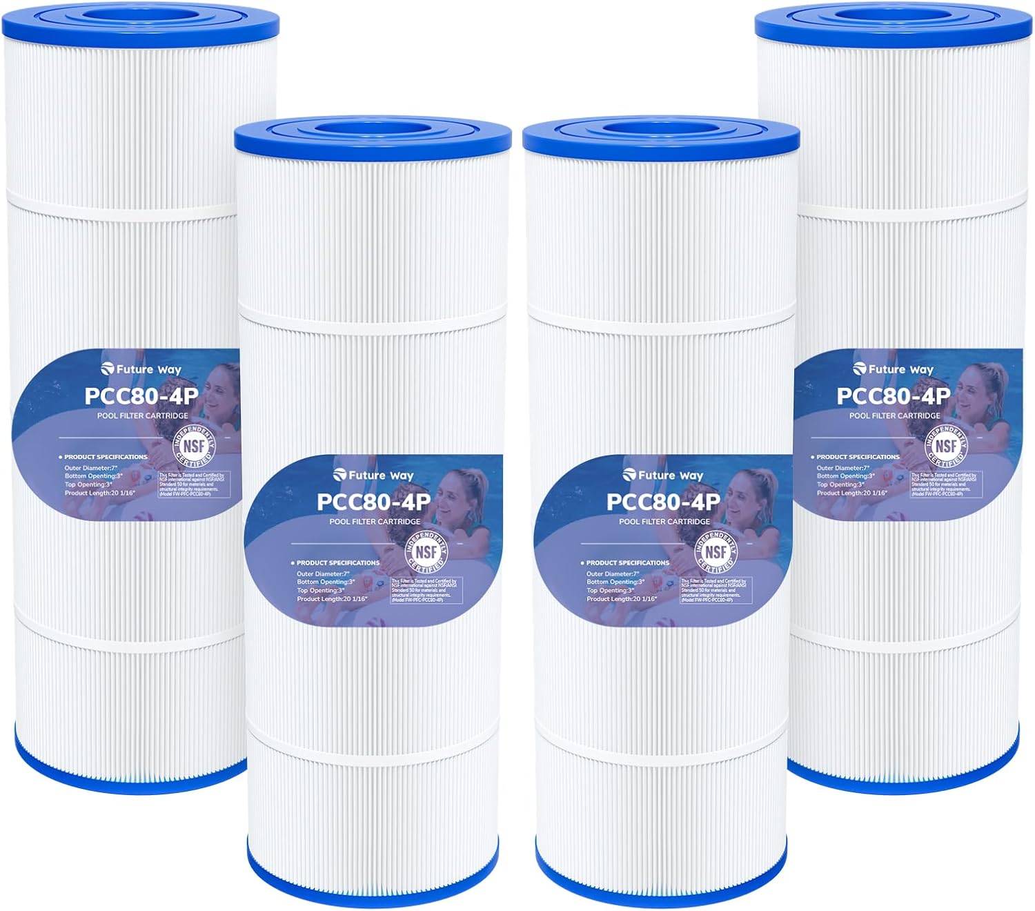 Future Way CCP320 Pool Filter Cartridges Replacement for Pentair Clean & Clear Plus 320, Replace Pleatco PCC80-PAK4, Pentair R173573, 160340, 320 sq.ft, 4 Pack