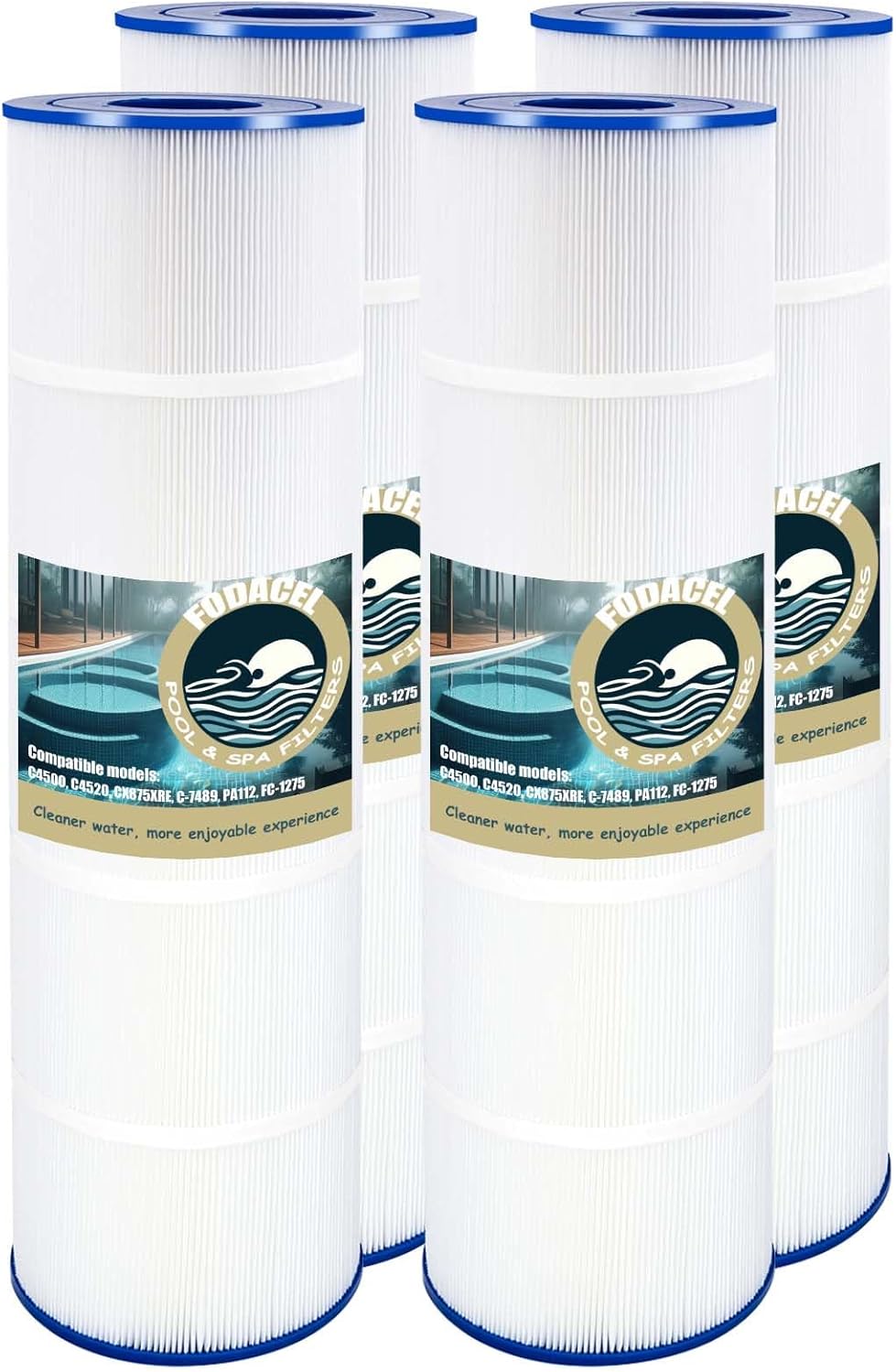 (4 Pack) Upgraded C-7489/PA112 Pool Filter, Swimming Pool Filter, Compatible with Hayward CX875RE, SwimClear C4500, PA112, Unicel C-7489, Filbur FC-1275