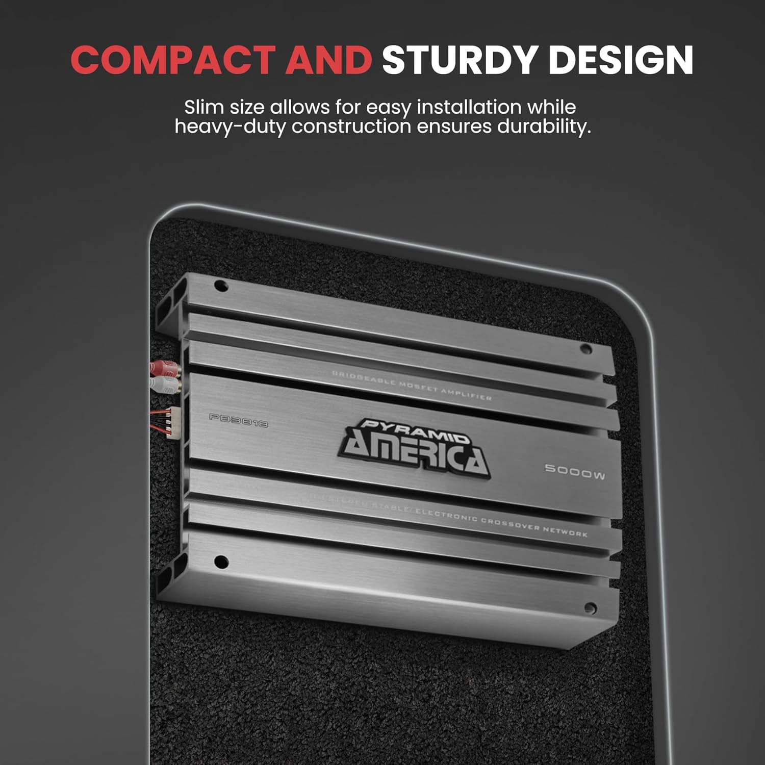 Pyramid 2 Channel Car Stereo Amplifier - 5000W High Power 2-Channel Bridgeable Audio Sound Auto Small Speaker Amp Box w/MOSFET, Crossover, Bass Boost Control, Silver Plated RCA Input Output - PB3818