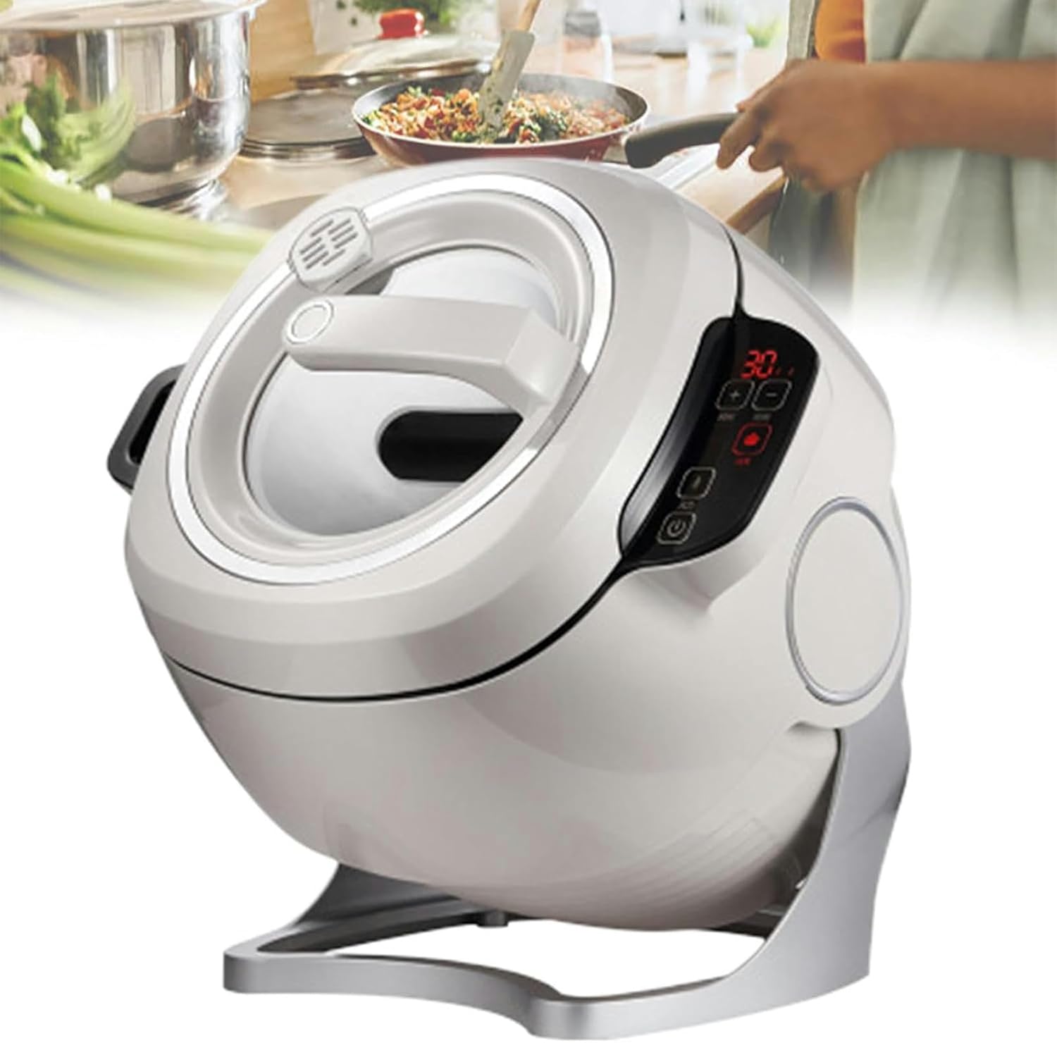 Commercial Food Processor, 6L Automatic Cooking Machine with 360° Rotating and 3D All-Round Heating, Adjustment 3 Gears Firepower and Pot Body, for Home Restaurant