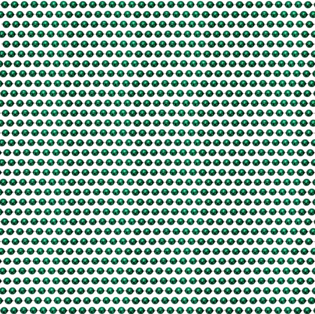 33 inch 07mm Round Metallic Green Mardi Gras Beads - Case (60 Dozen)