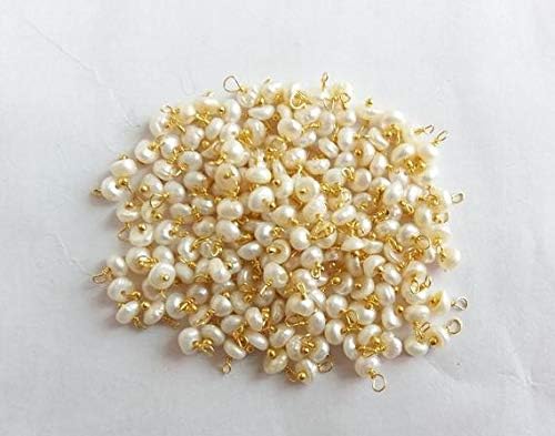 30 pcs freshwater pearl loose beads - freshwater pearl 24k gold plated wire wrapped beads - beads measure 3-4mm