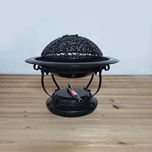 Fire Pits Outdoor Wood Burning Fire Pits Round Iron Brazier Charcoal Heating,Multi-Functional Elegant Black Square Outdoor Garden and Patio Heater Fire Pit with Cover BBQ Cooking for Ou