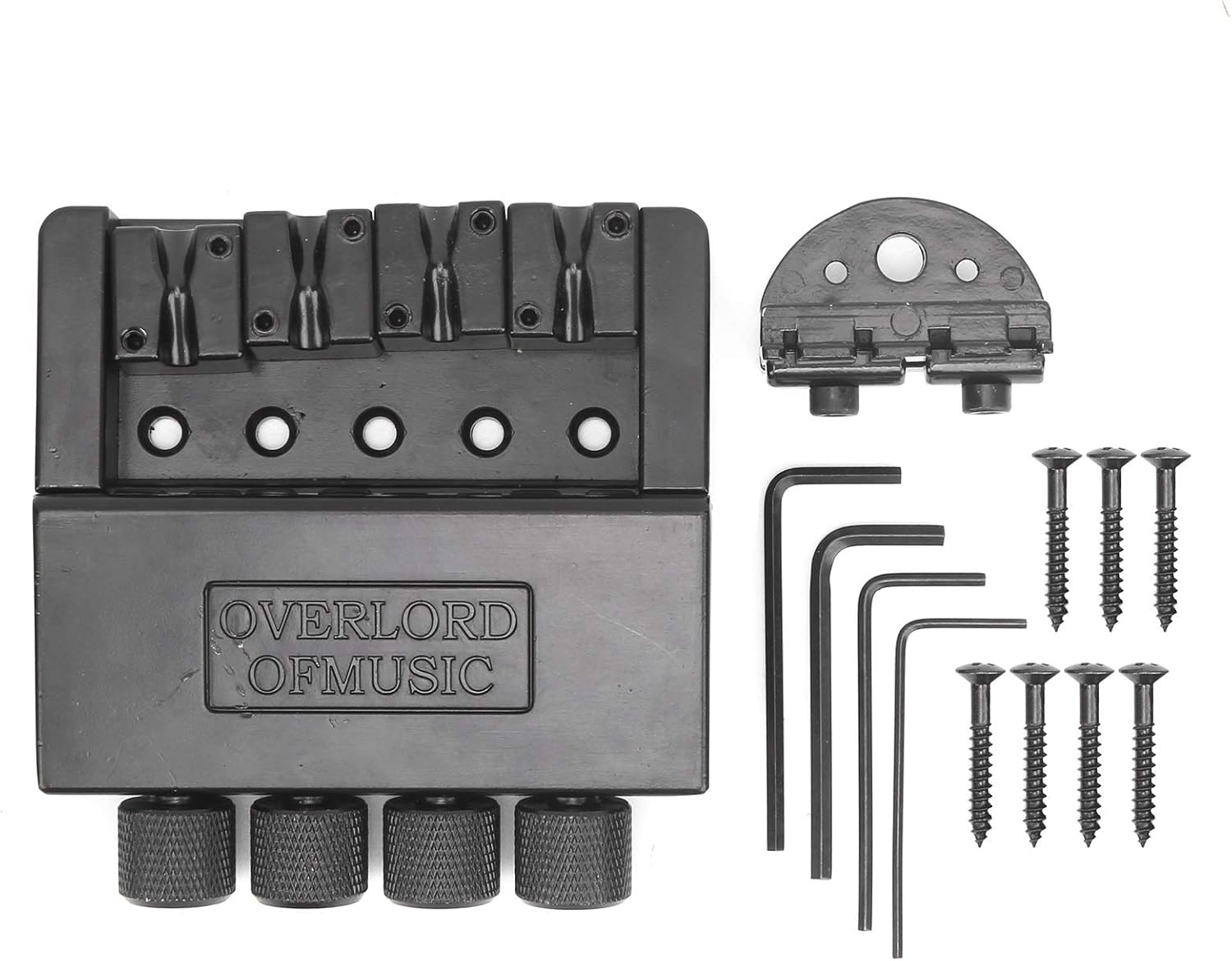 Bass Tremolo Bridge System, Heavy Duty Zinc Alloy, 4 String Bass Bridge System, Adjustable Tailpiece for Electric Guitar Bass Players, Stage Performance, Home Practice