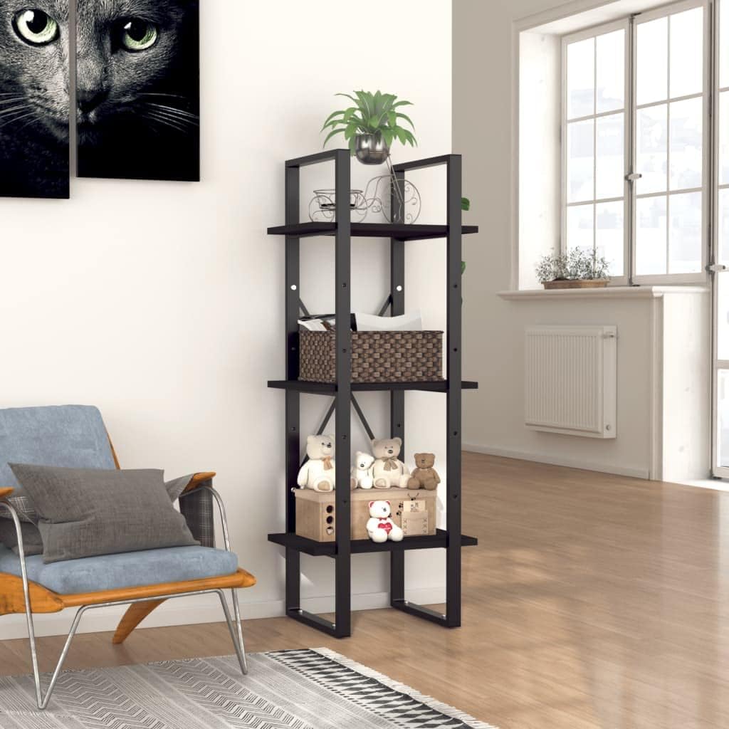 Black 3-Tier Bookcase 11.8