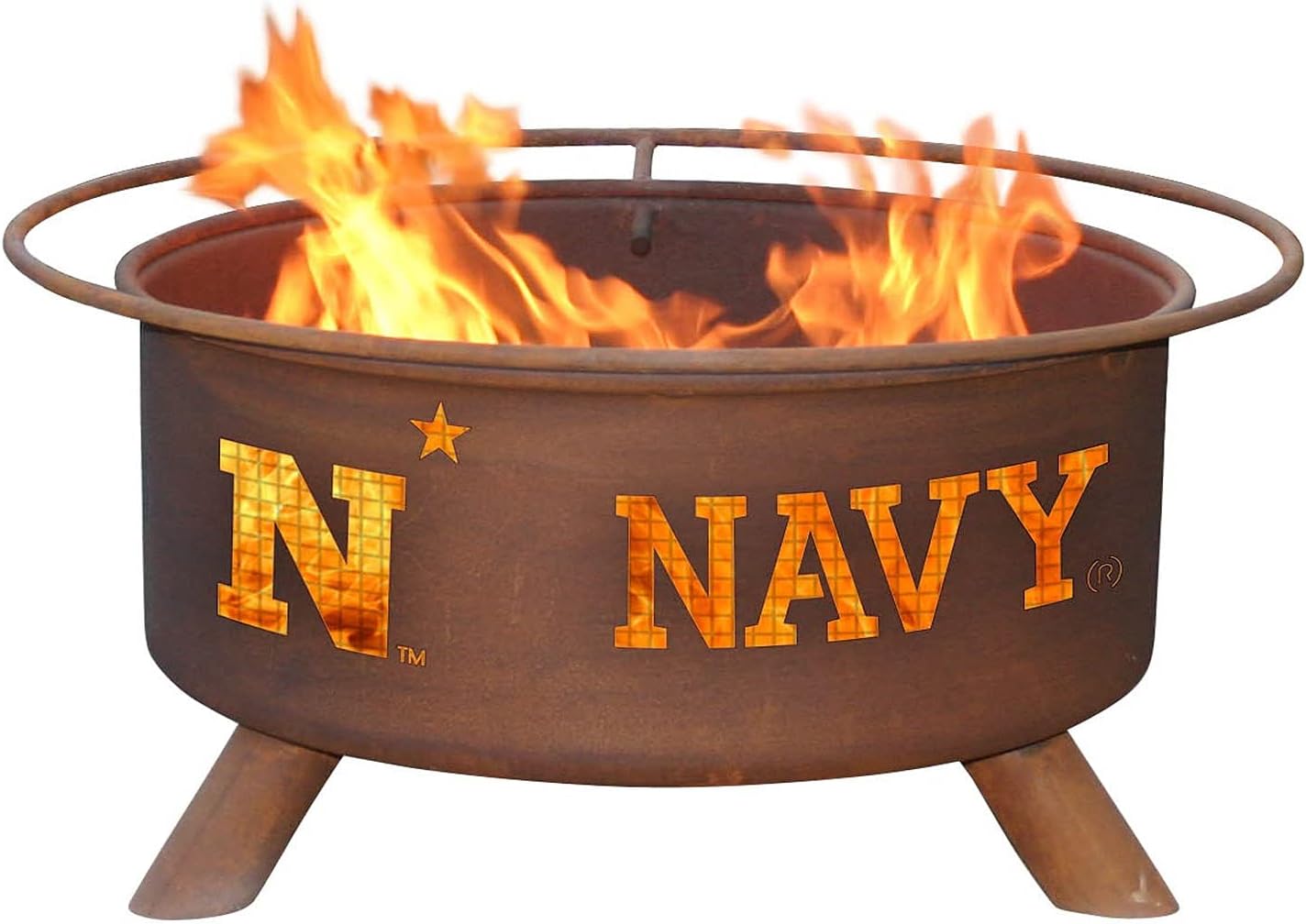 Patina Products F474 Navy Steel Outdoor Fire Pit - 24 x 24 x 11 inch - Natural Rust Patina Finish
