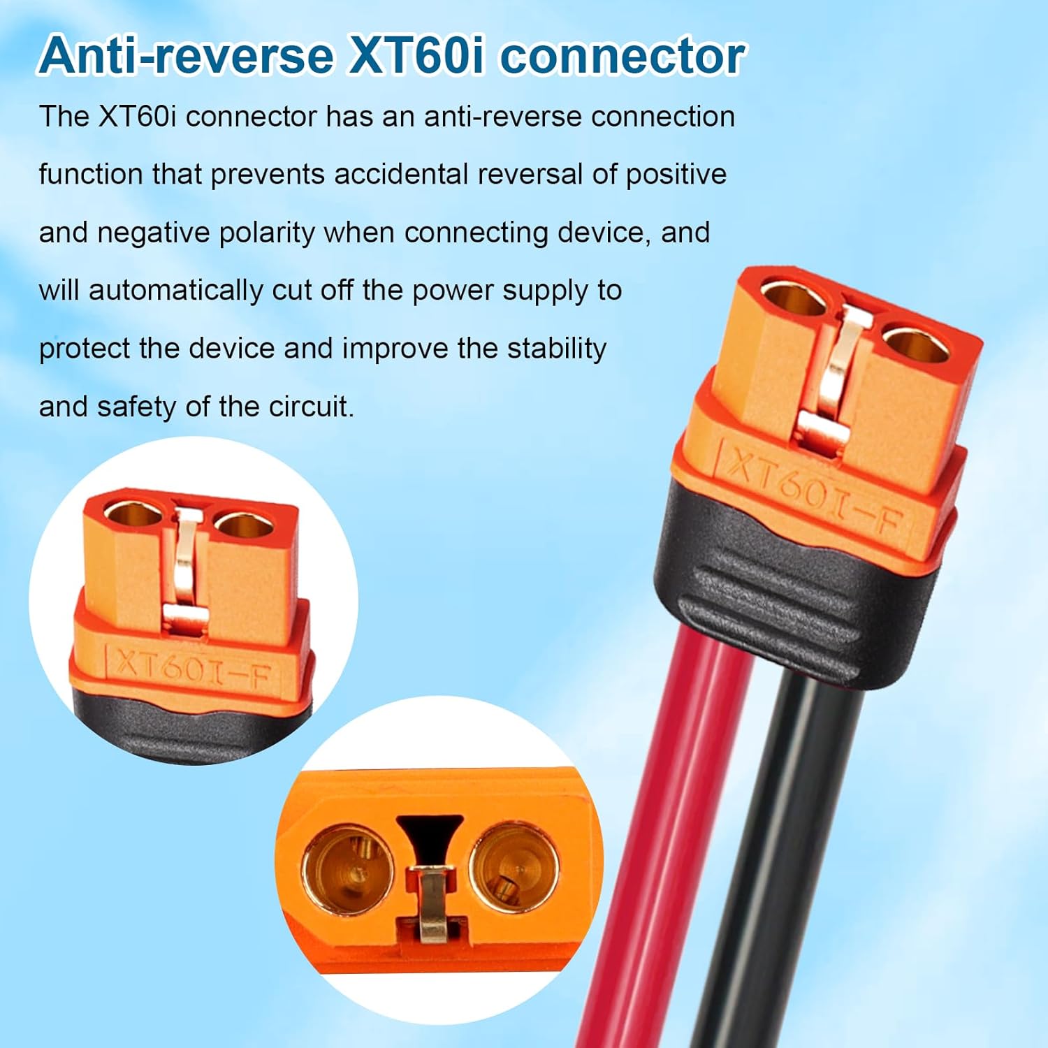 Solar to XT60i Cable 10AWG 50FT Solar Panel to XT60i Adapter Connector XT60i-F Extension Cable for Portable Power Station Solar Generator