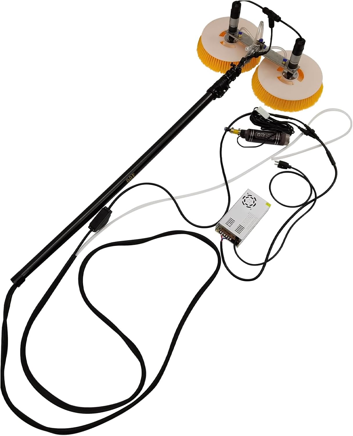 13FT Photovoltaic Cleaner Machine Double Head Solar Panel Cleaning Brush Telescopic Water Fed Pole Brush Solar Panel Cleaning Kit Stainless Steel Head 110V