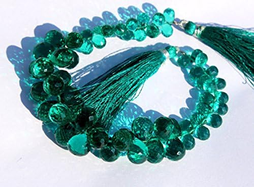 13 inch natural beads strand of 8x6-12x9mm faceted teardrop green quartz gemstone briolletes beads for DIY jewelry - necklace, bracelet, earring, ring.