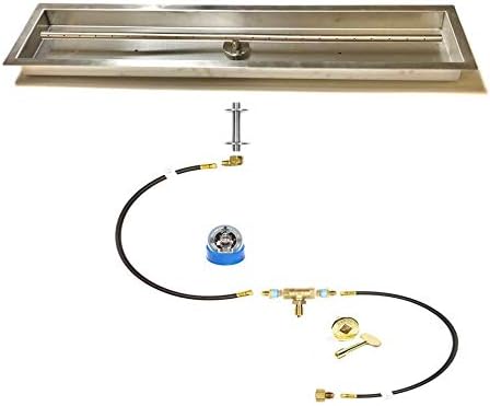 EasyFirePits Pre-Plumbed Natural Gas/Propane Fire Pit Linear T-Burner Pan & Full Combo Connection Kit (52.00, 48