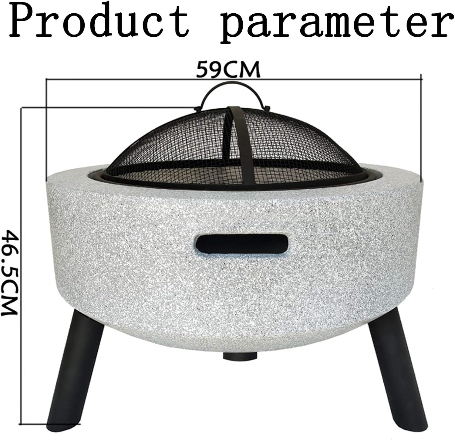 Concrete Round and Wood Burning Fire Pit Outdoor Garden Fire Pit Backyard Patio Garden Fireplace 3 in 1 Fireplace for Bonfire Barbecue in The Wild for Camping, Black