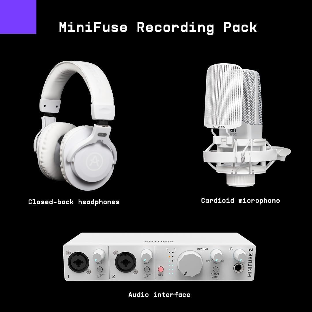 Arturia MK3 Essential 49 Key MIDI Keyboard Controller & MiniFuse Recording Pack Audio Interface Bundle - White