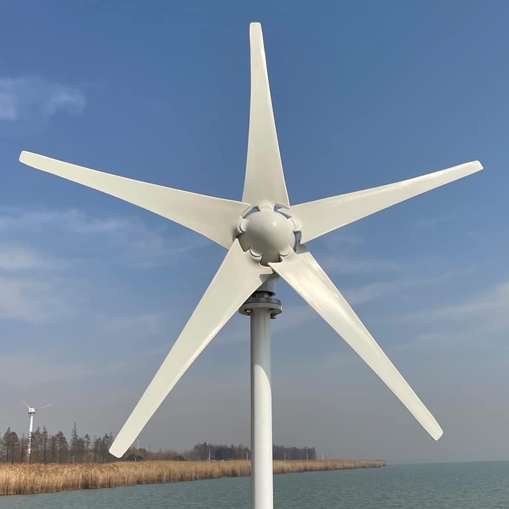 Wind Turbine Generator Kit, The Horizontal Axis 3000W 3/5 Blades Windmill 12V 24V 48V Wind Power Small Wind Turbine Generator MPPT Controller For Home Use for Hybrid Solar Wind System(Mppt controller,