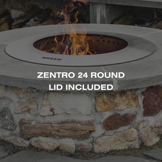 Breeo Zentro Stainless Steel Fire Pit Insert - Smokeless Firepit Ring Insert for Outdoor Fire Pit - for Outside Block, Stone, & Concrete Backyard Firepit Surrounds - Lid Included - Round 24