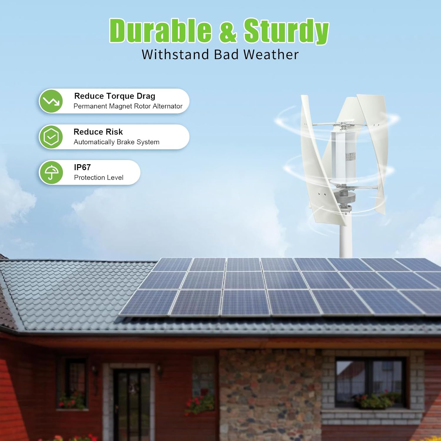 100W Vertical Axis Wind Turbine Generator,110V 12V 24V Magnetic Levitation Wind Turbine Kit with Controller for Home Street Lighting (24V)