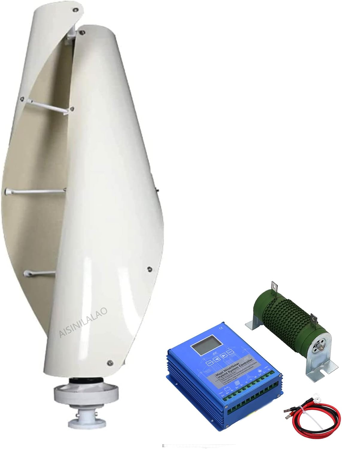 12000W Vertical Spiral Wind Turbine Wind Turbine, 12V 24V 48V Wind Turbine with MPPT Charge Controller Vertical Wind Turbine, White