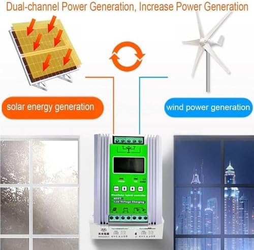 Smart Wind Power Controller with LCD Display, 300W-1500W Wind + 500W-1200W Solar Turbine Regulator, 12V/24V/48V, Dump Load Included, Efficient Energy Management