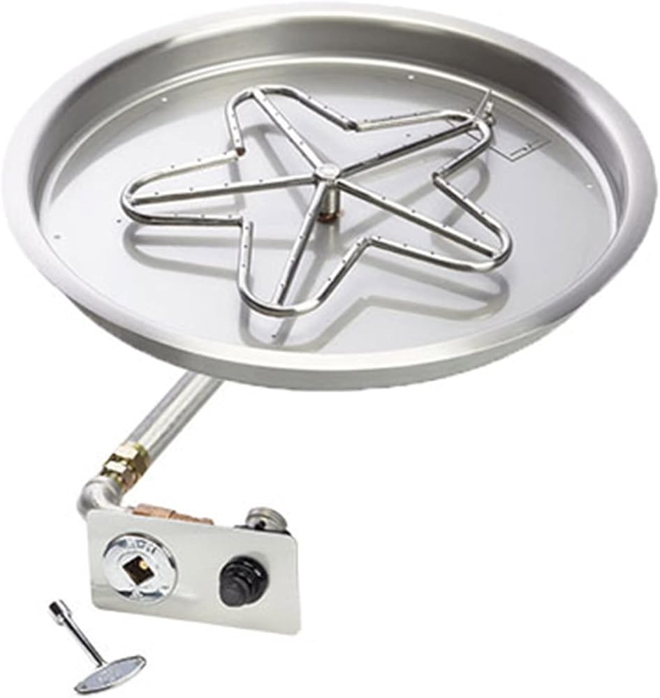HPC Fire Spark Ignition Fire Pit Burner Kit (PENTA19-FPK-NG), 19-Inch Bowl Pan, Natural Gas