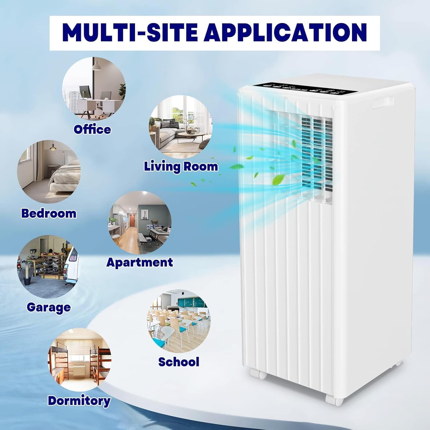 8000 BTU Portable Air Conditioner, Remote Control Air Conditioner with 24 Hour Timer, Cools up to 350 Sq. Ft. Low Noise/Energy Saving/Cooling for Bedroom, Office, White
