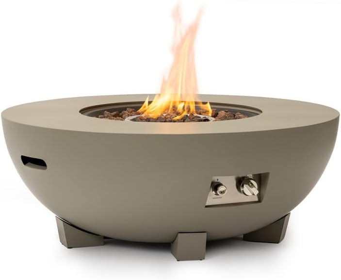 36in Round Metal Fire Pit Offering Easy Ignition System Durable Grey Finish and Practical Conversion to Outdoor Table Function