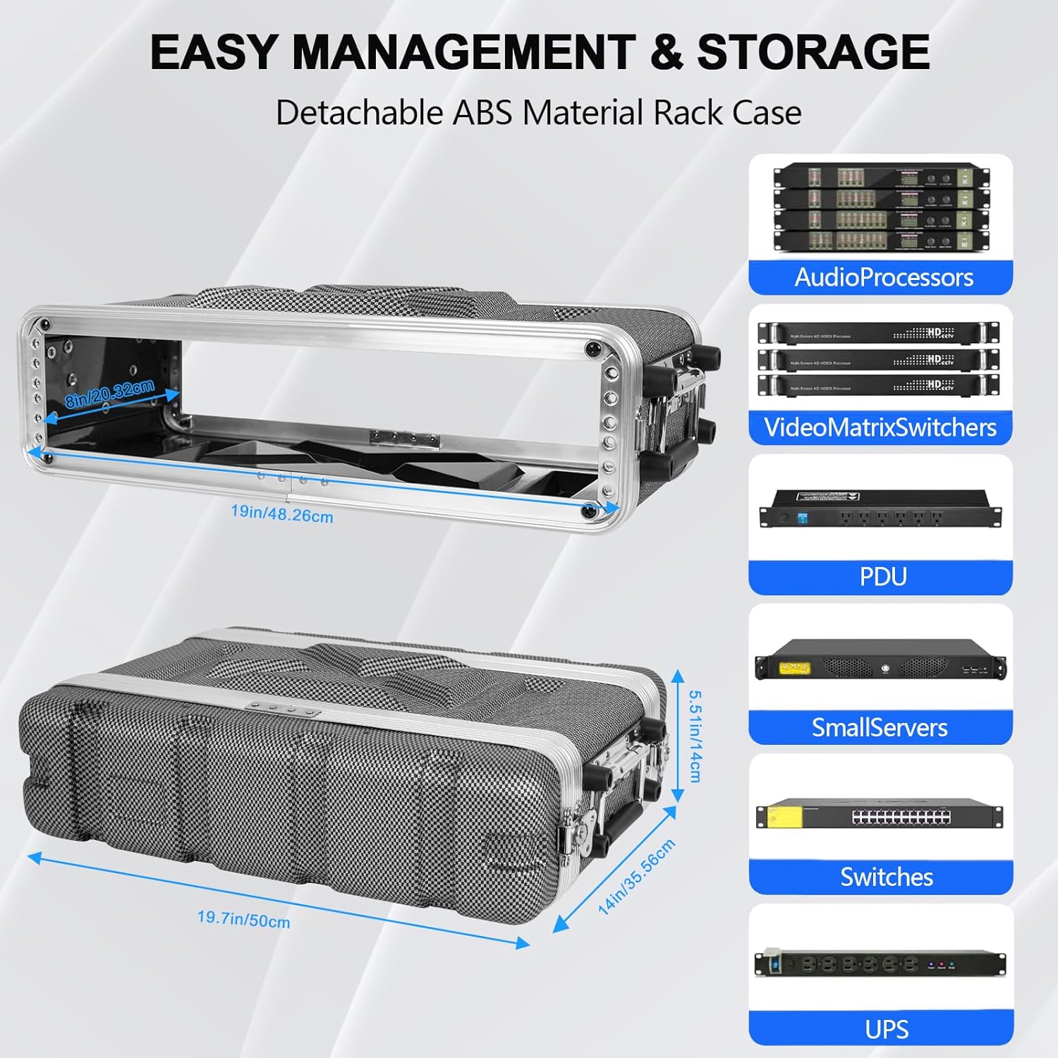 2U ABS Rack Case Shallow 8
