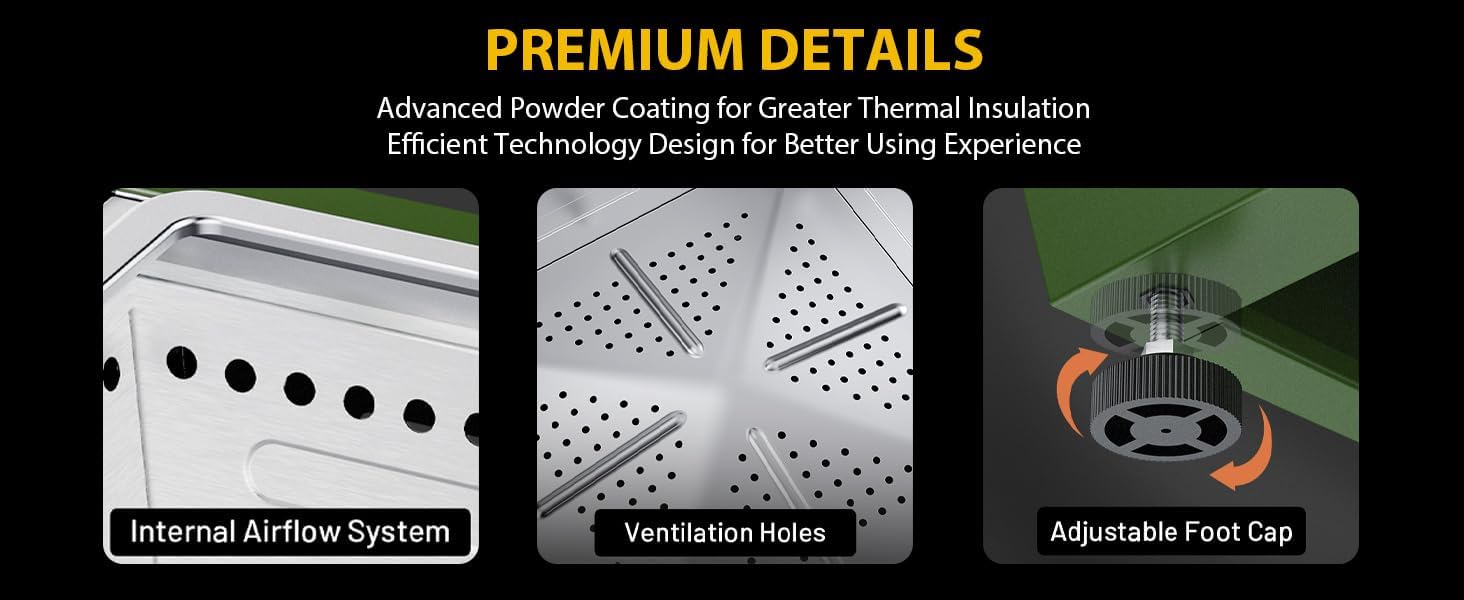 20 Inches Smokeless Fire Pit, Stainless Steel Wood Burning Fireplace for Outdoor Use, Portable Patio Firepit W/Pull-Out Ash Tray & Handles, Green (1 Door) (1 Doors)