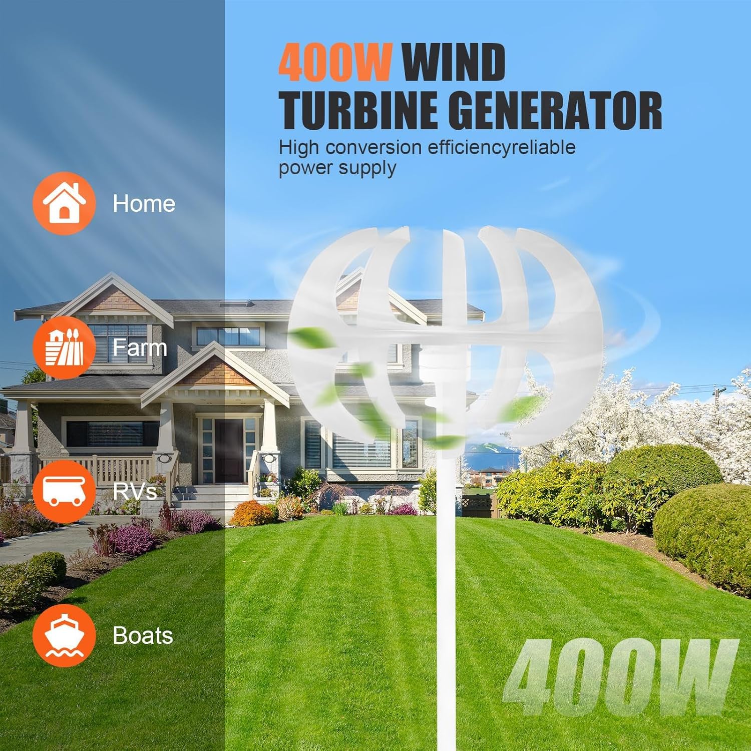 Vertical Wind Generator | 5 Leaves Wind Turbine Generator Kit - Wind Generators for Home Use, Small Wind Turbines, 360-Degree Wind Direction, Efficient Energy Solution