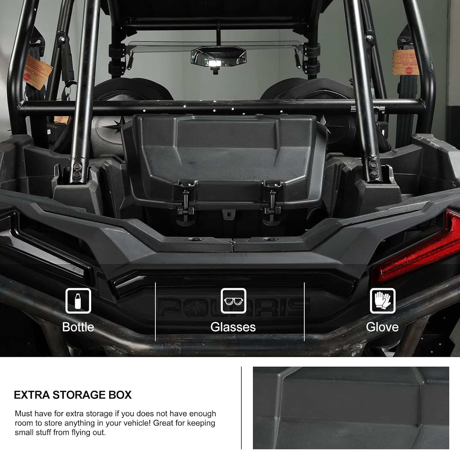 KIWI MASTER Rear Cargo Box for 2014-2023 Polaris RZR XP 1000 900 Turbo, 2020-2026 RZR Trail/S Accessories Replace OEM # 2881193 Waterproof 69 QT Bed Storage Bin