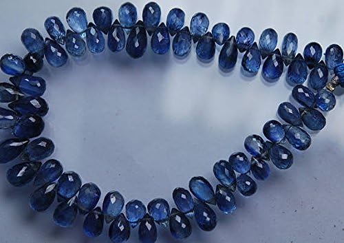 131 Cts, 8'' Strand, AAA Quality Super Finest Natural Kyanite Faceted Tear Drops Large Size 8-10 mm