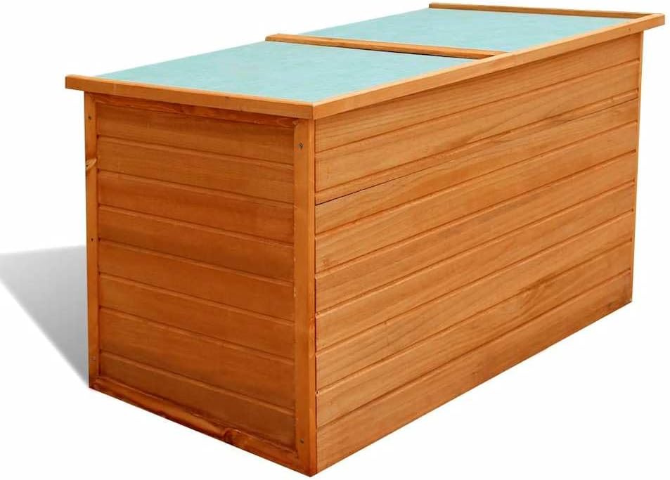 Waterproof Outdoor Storage Box 49.6x28.3x28.3 Inches Wooden Patio Furniture Organizer for Garden Cushions Pillows Blankets Weatherproof Deck Box
